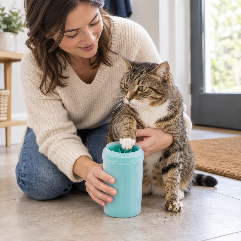 Pet Paw Cleaning Cup with Silicone Brush | Dog &amp; Cat Foot Wash Cup for After-Walk Cleaning