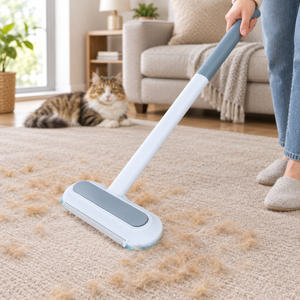 Multifunction Cat Hair Remover Brush | Scraper &amp; Adhesive Fur Cleaner for Carpet, Bed &amp; Sofa