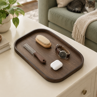 Walnut Wood Grain Bamboo Serving Tray | Retro Display &amp; Storage Plate for Entryway, Coffee Table &amp; Dining