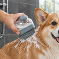 Press-Type Silicone Pet Bathing Brush with Liquid Dispenser | Massage &amp; Shampoo Brush for Dogs &amp; Cats