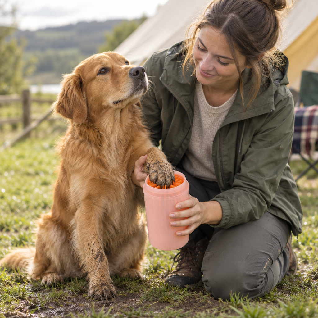 Pet Paw Cleaning Cup with Silicone Brush | Dog &amp; Cat Foot Wash Cup for After-Walk Cleaning