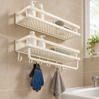 No-Drill Wall Mounted Drainable Bathroom Shelf | Hanging Toiletries Organizer with Drainage Holes