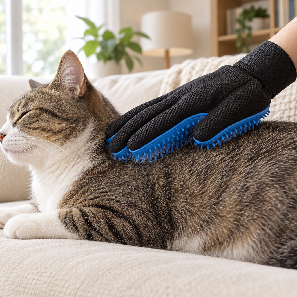 Silicone Pet Grooming Glove | Cat &amp; Dog Deshedding Glove with Massage Nubs for Loose Fur &amp; Bathing