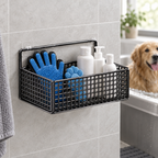 No-Drill Wall Mounted Bathroom Storage Rack | Waterproof Hanging Organizer Shelf with Basket for Toiletries