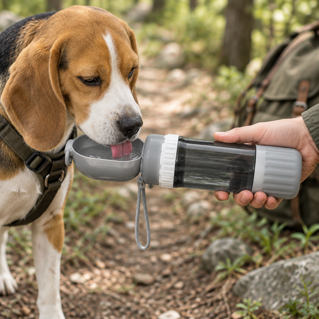 Portable Pet Water Bottle 2-in-1 with Food Container | Leakproof Travel Dog Water Dispenser for Outdoor Walks &amp; Hiking
